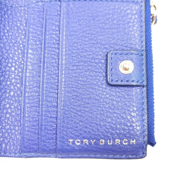 Tory Burch Small Blue Leather Purse/ Wallet. Cards Notes & Coin Sections - Picture 5 of 12